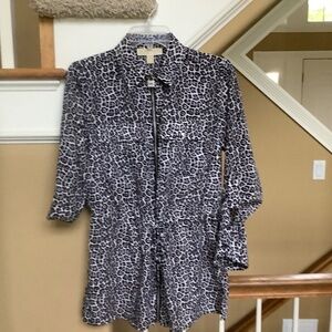 Michael Kors Black and White Print Top Size Medium NWT